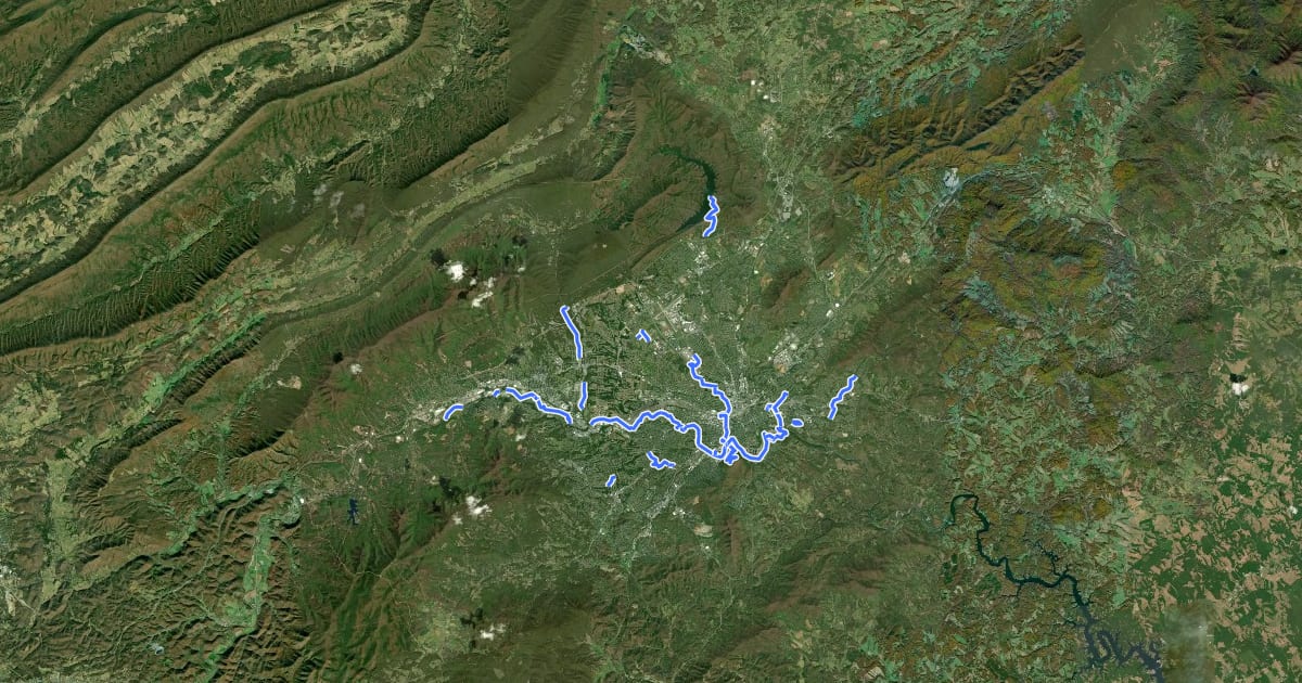 Маршрут Roanoke Valley Greenways на спутниковом снимке