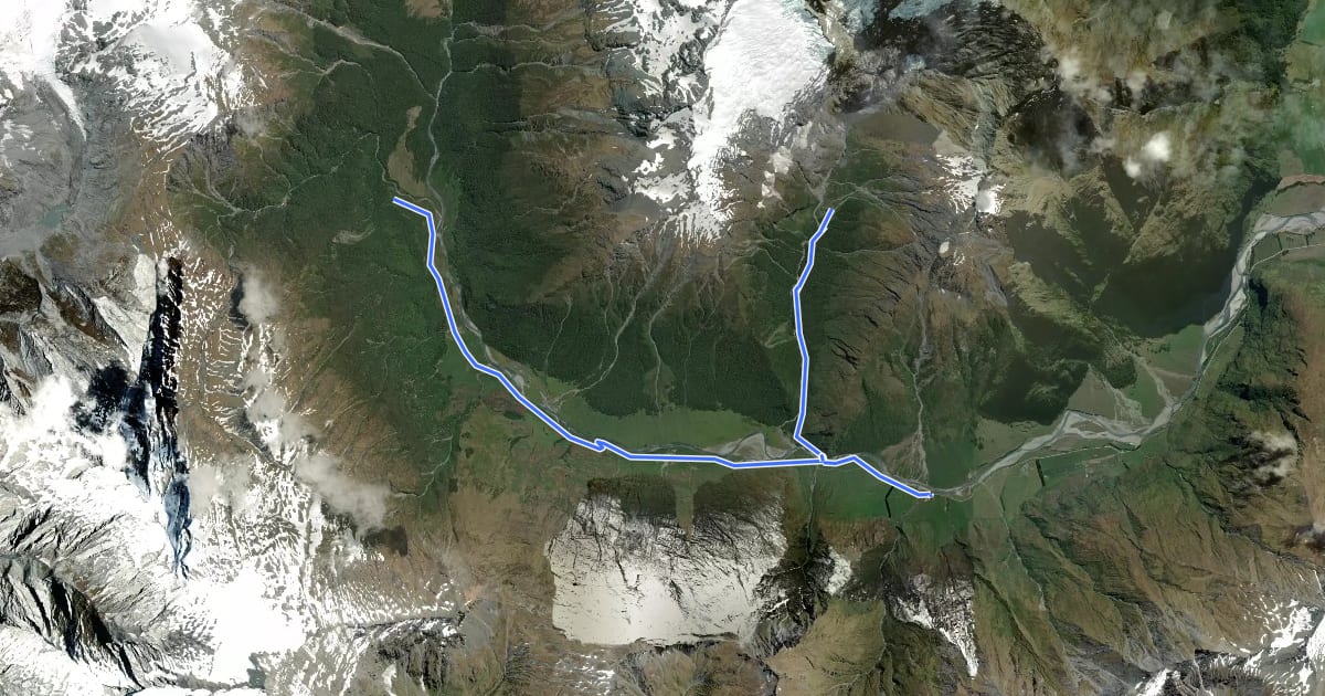 Маршрут Rob Roy Glacier Lookout на спутниковом снимке