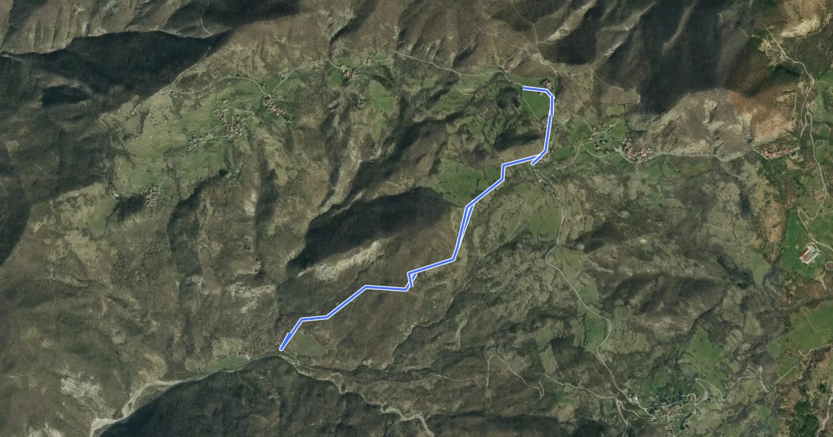 Маршрут Roccaforte Ligure – Mulino Serventino на спутниковом снимке
