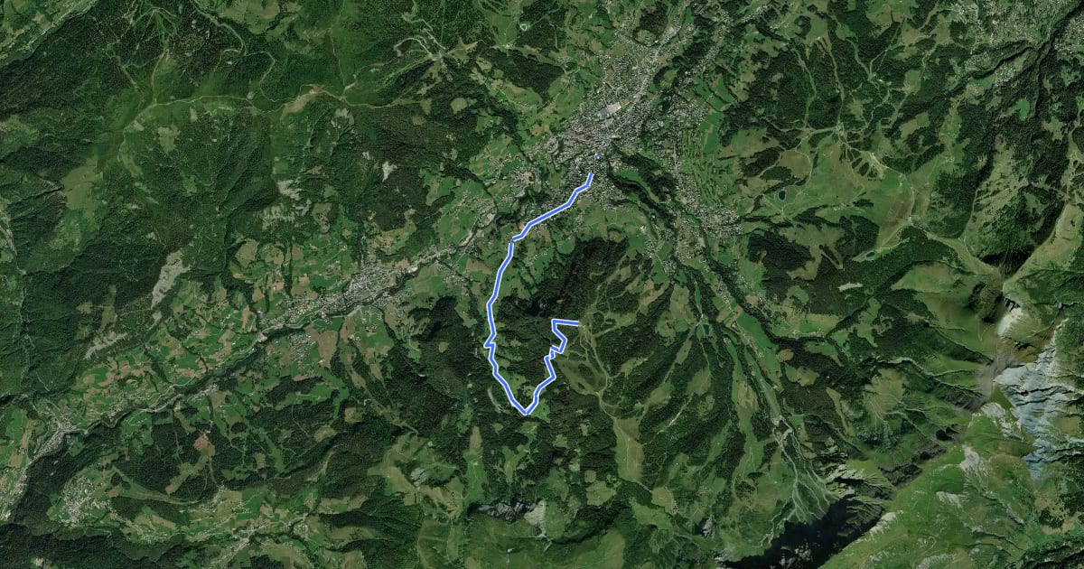 Маршрут Rochebrune - Mègeve на спутниковом снимке