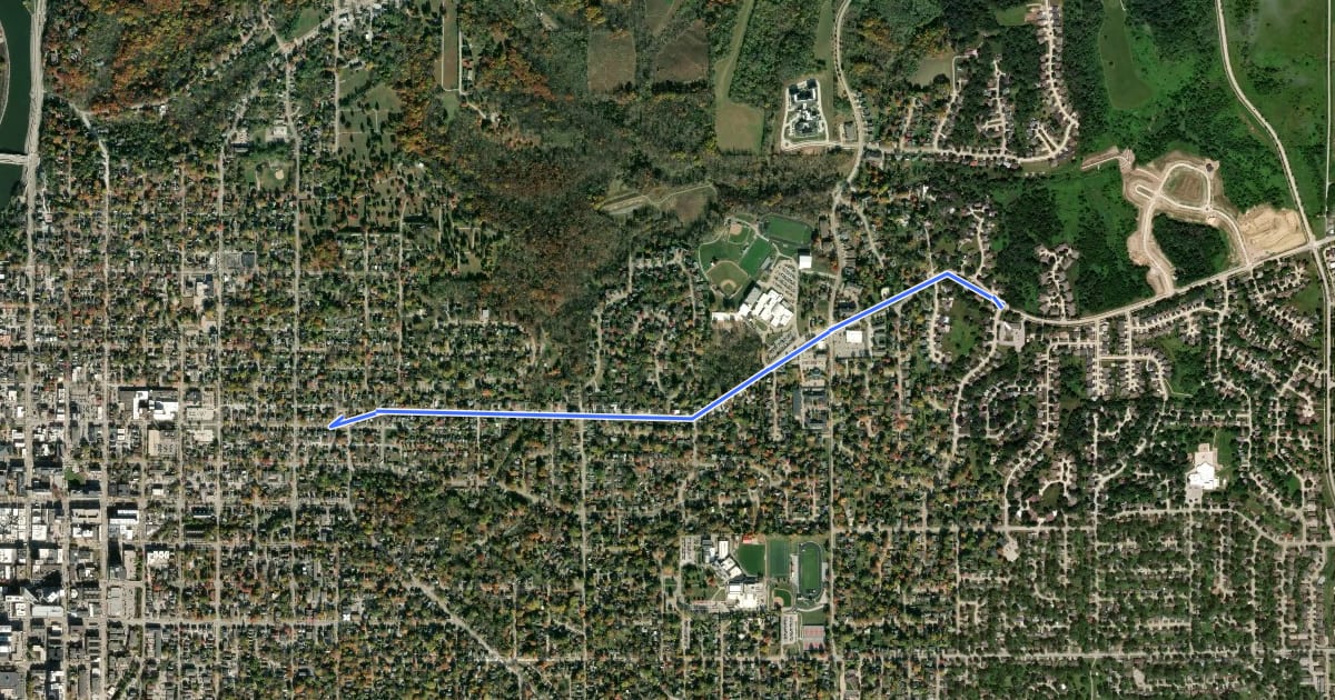Маршрут Rochester Avenue на спутниковом снимке
