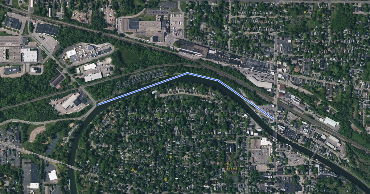 Маршрут Rochester, Syracuse & Eastern Trolley Trail на спутниковом снимке