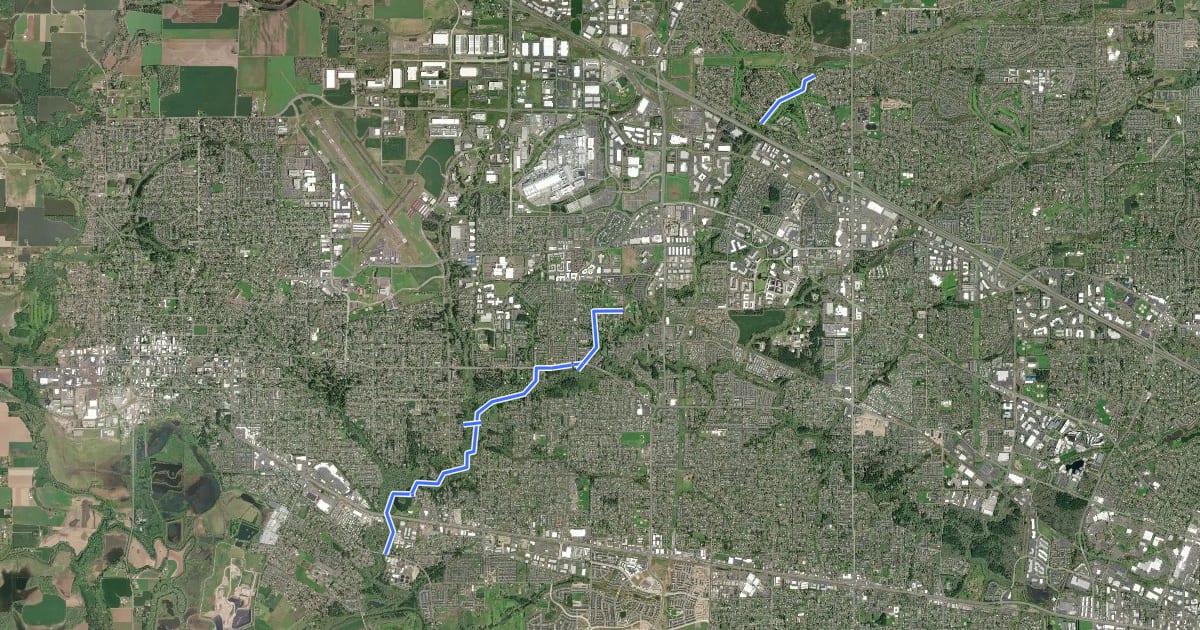 Маршрут Rock Creek Trail Proposed Extensions на спутниковом снимке