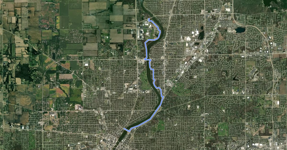Маршрут Rock River Bike Path на спутниковом снимке