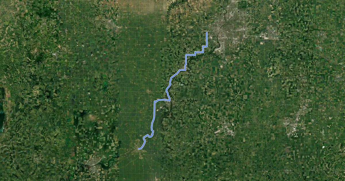 Маршрут Rock River Bike Trail на спутниковом снимке