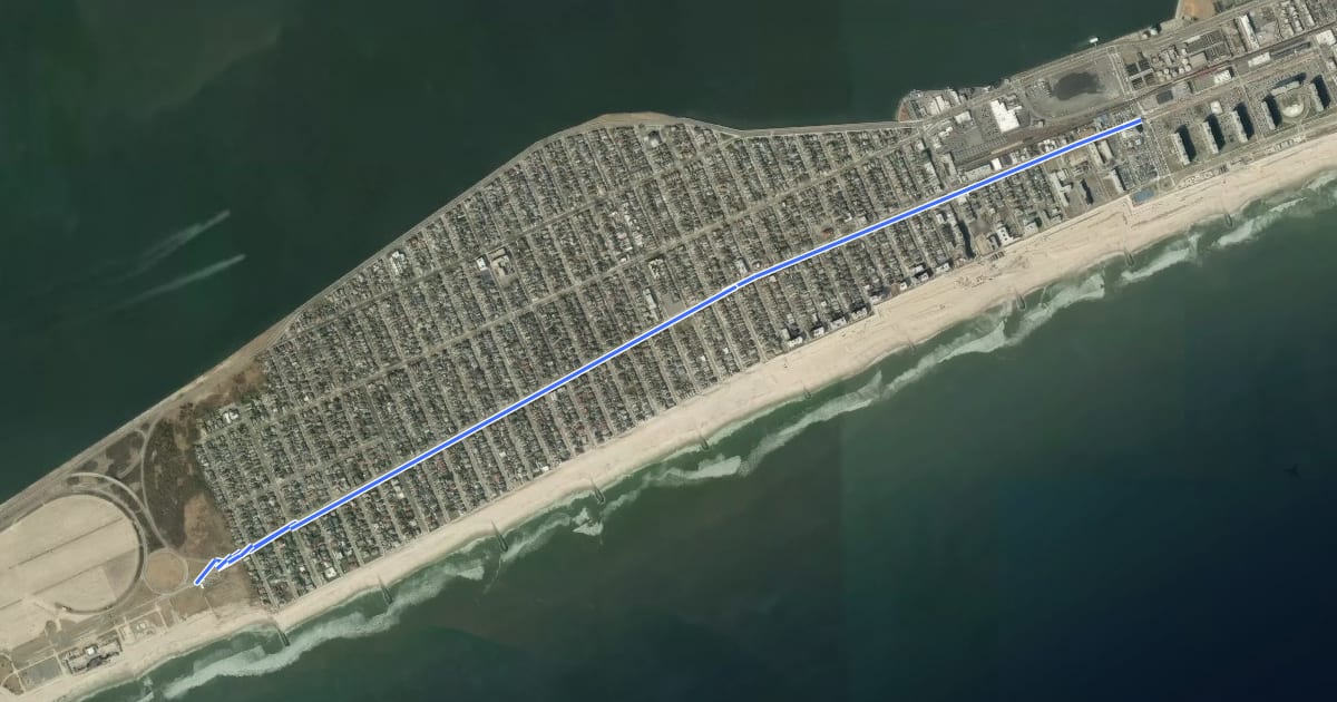 Маршрут Rockaway Beach Boulevard на спутниковом снимке