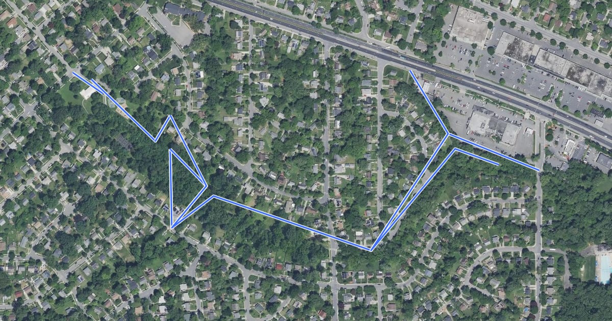 Маршрут Rockcrest Park на спутниковом снимке