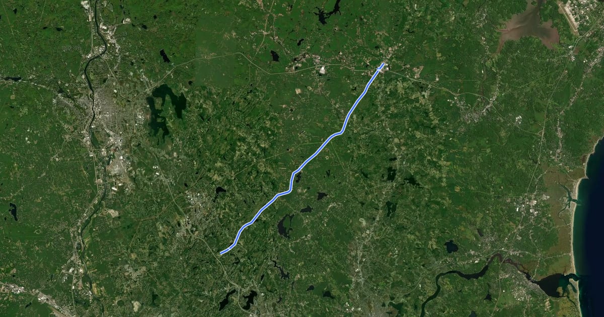 Маршрут Rockingham Recreational Trail Fremont Branch на спутниковом снимке