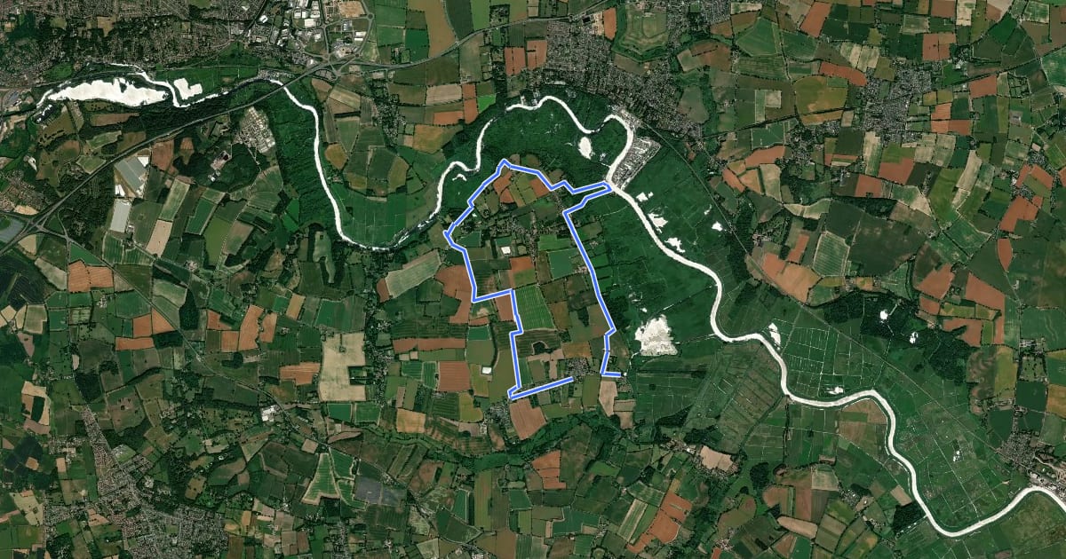 Маршрут Rockland St Mary Circular на спутниковом снимке