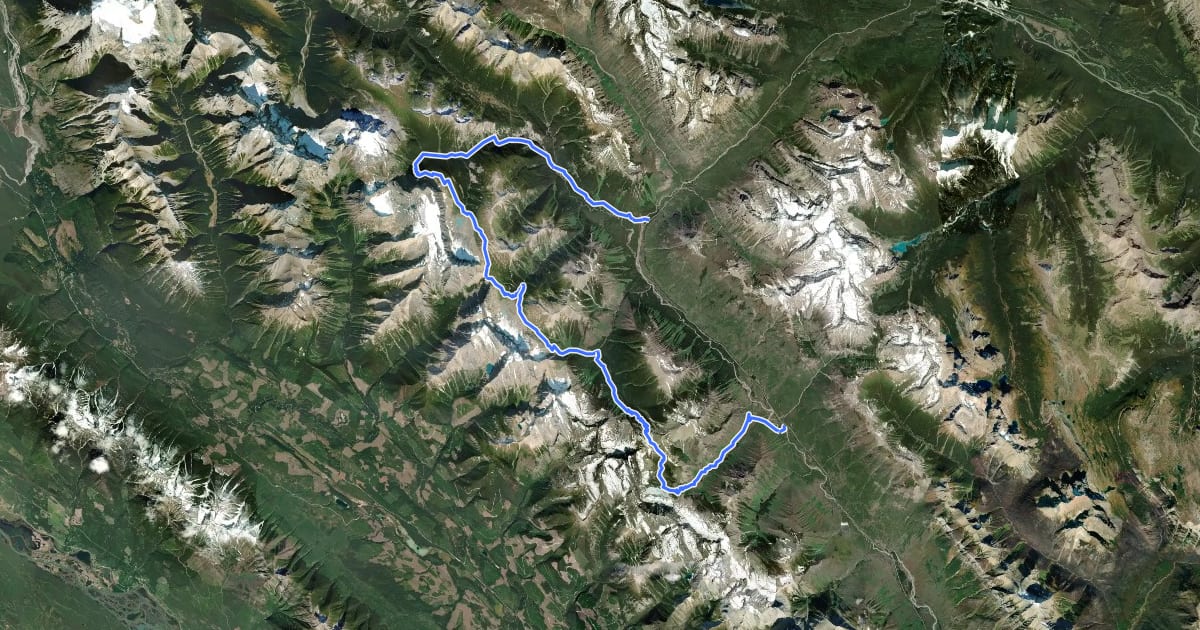 Маршрут Rockwall Trail на спутниковом снимке