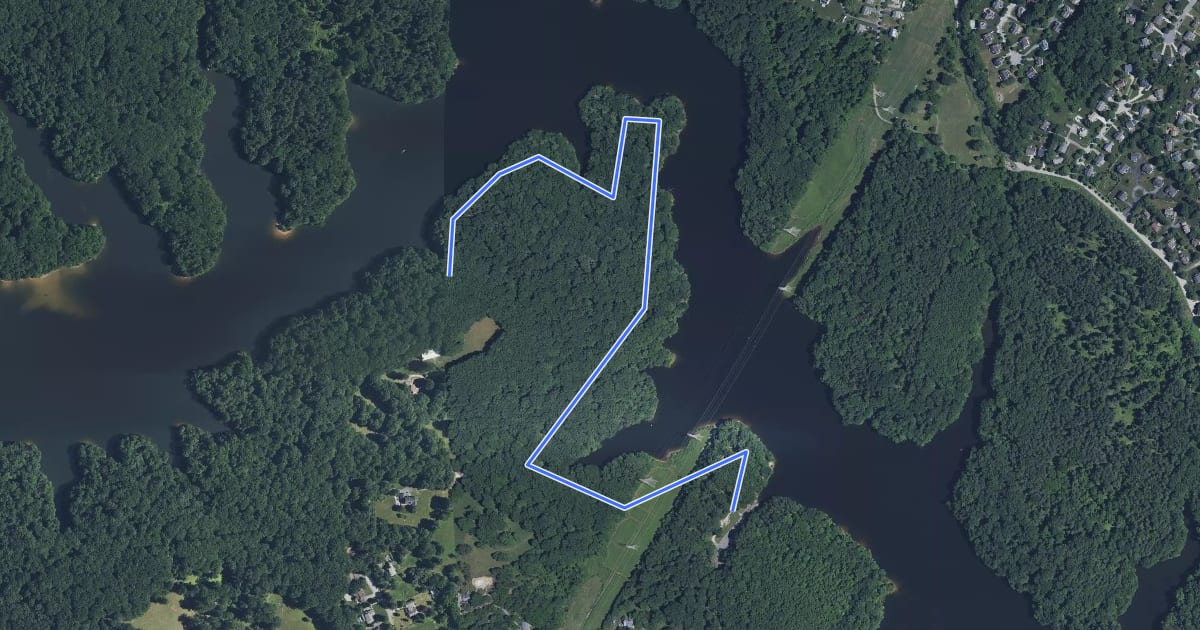 Маршрут Rocky Gorge Reservoir на спутниковом снимке