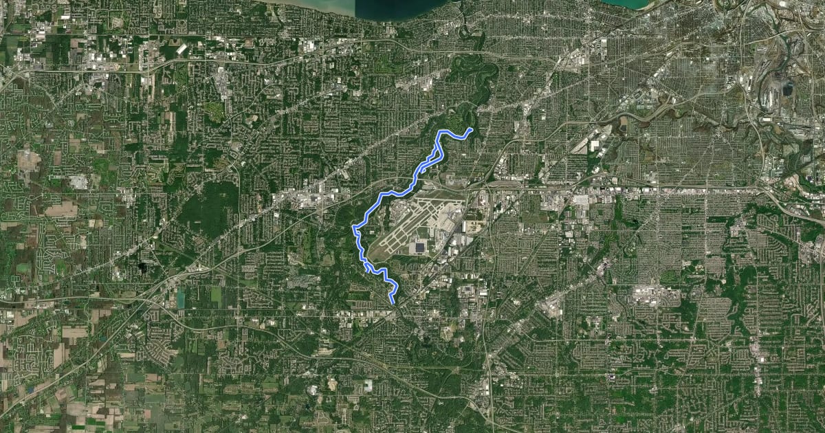 Маршрут Rocky River Reservation Trails на спутниковом снимке