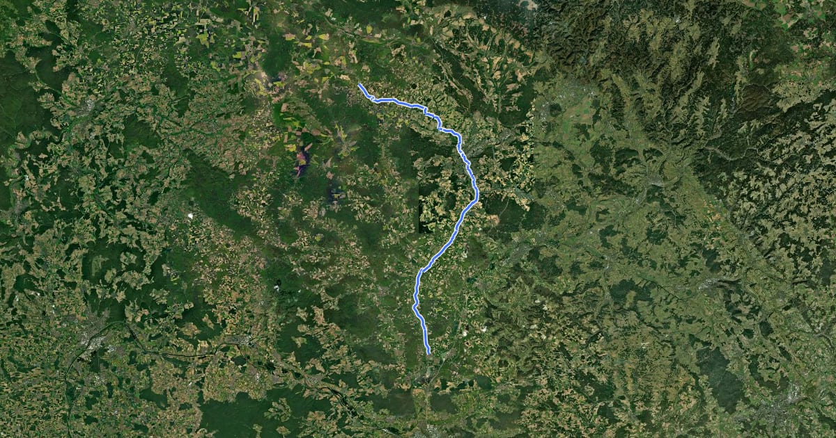 Маршрут Rodach-Itzgrund-Radweg на спутниковом снимке
