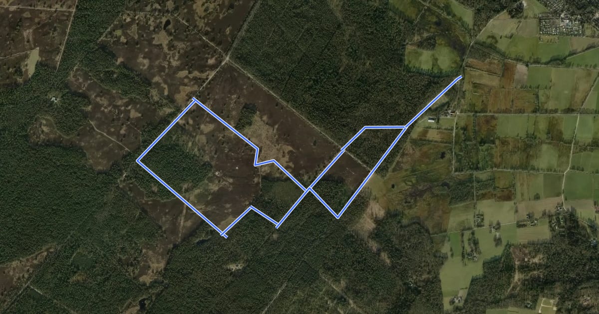 Маршрут Rode route Tongerense Heide en Wisselse Veen на спутниковом снимке