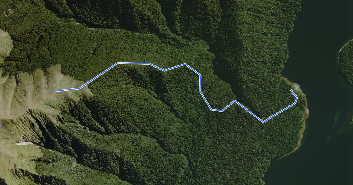 Маршрут Rodger Inlet Bushline Route на спутниковом снимке