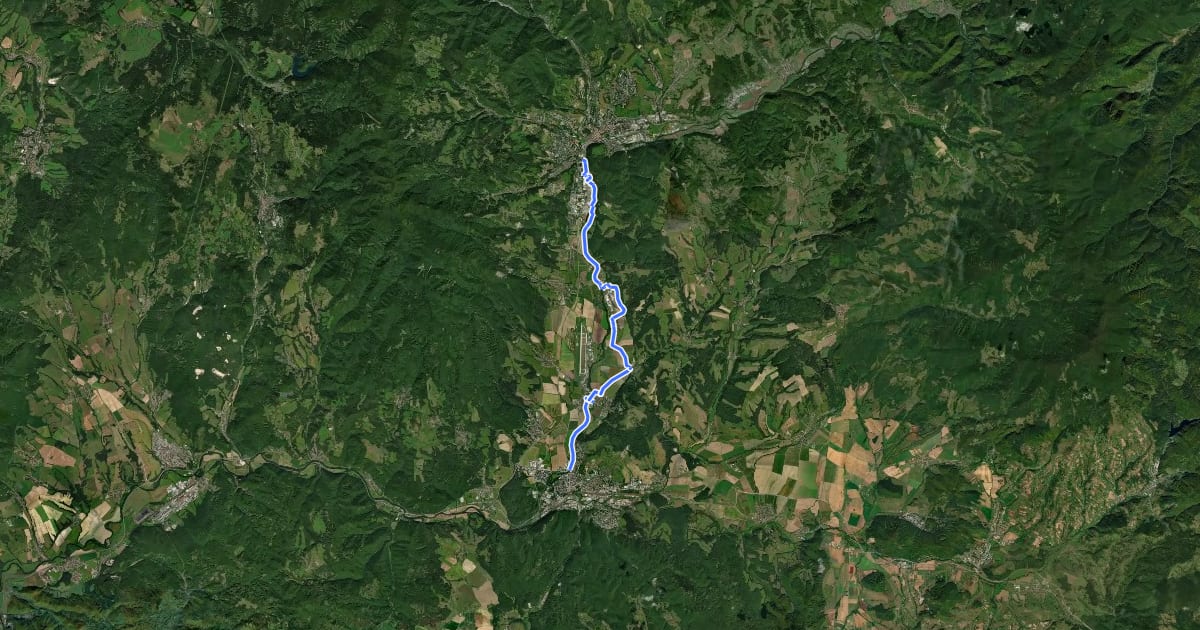 Маршрут Rodinná cestička ZV - BB на спутниковом снимке