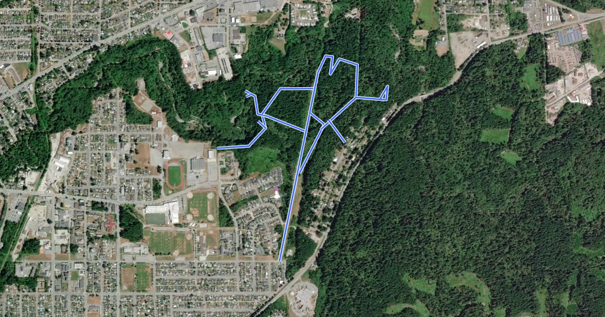 Маршрут Roger Creek Canyon Trail на спутниковом снимке