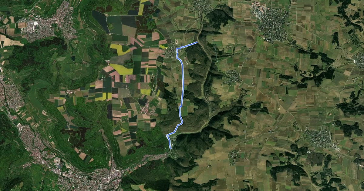 Маршрут Roggental - Schnittlingen - Eybach на спутниковом снимке
