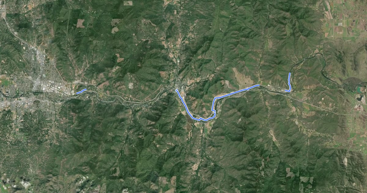 Маршрут Rogue River Greenway на спутниковом снимке
