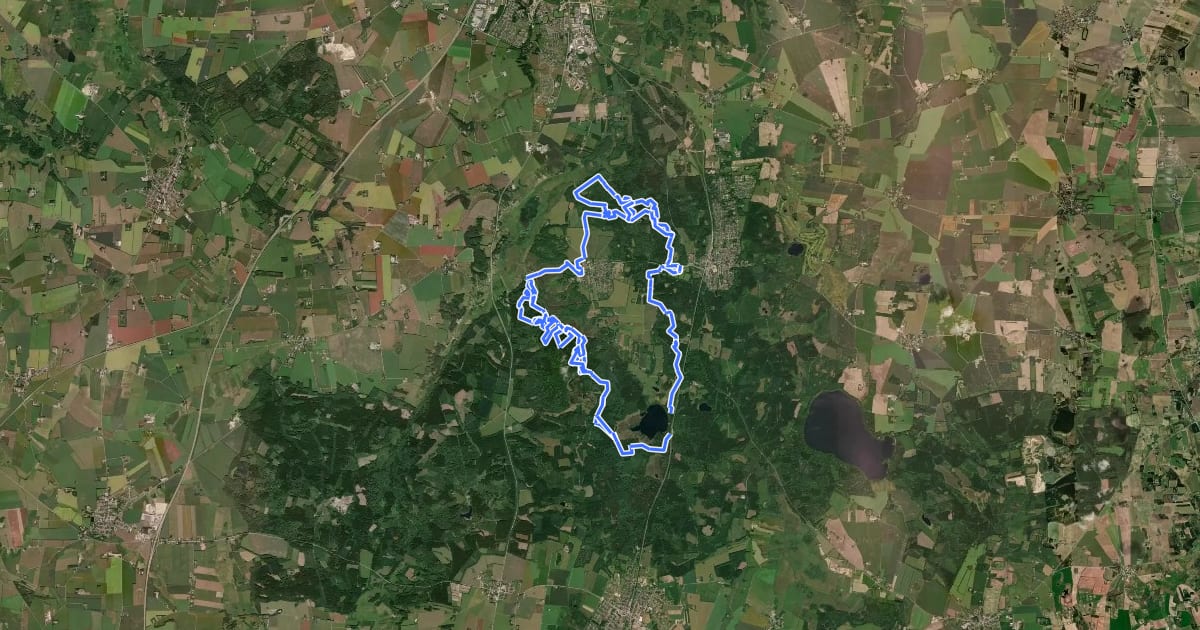 Маршрут Rold Skov MTB track на спутниковом снимке