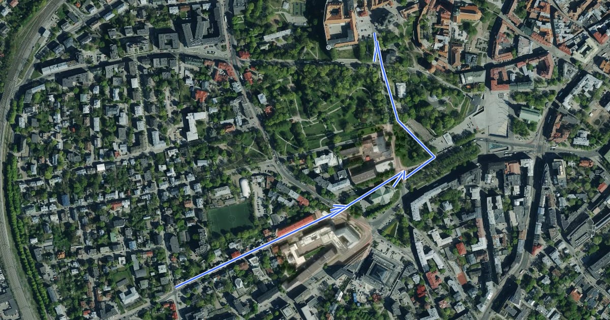 Маршрут Romea Strata - 01 Eestis на спутниковом снимке