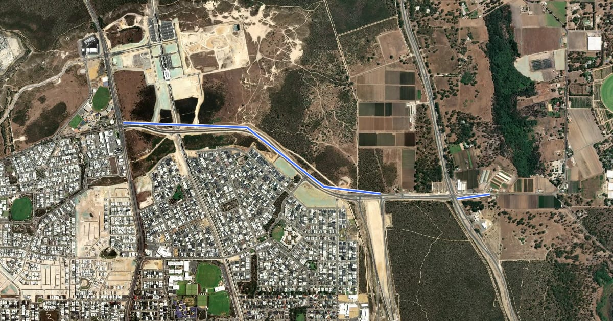 Маршрут Romeo Road Shared Path на спутниковом снимке