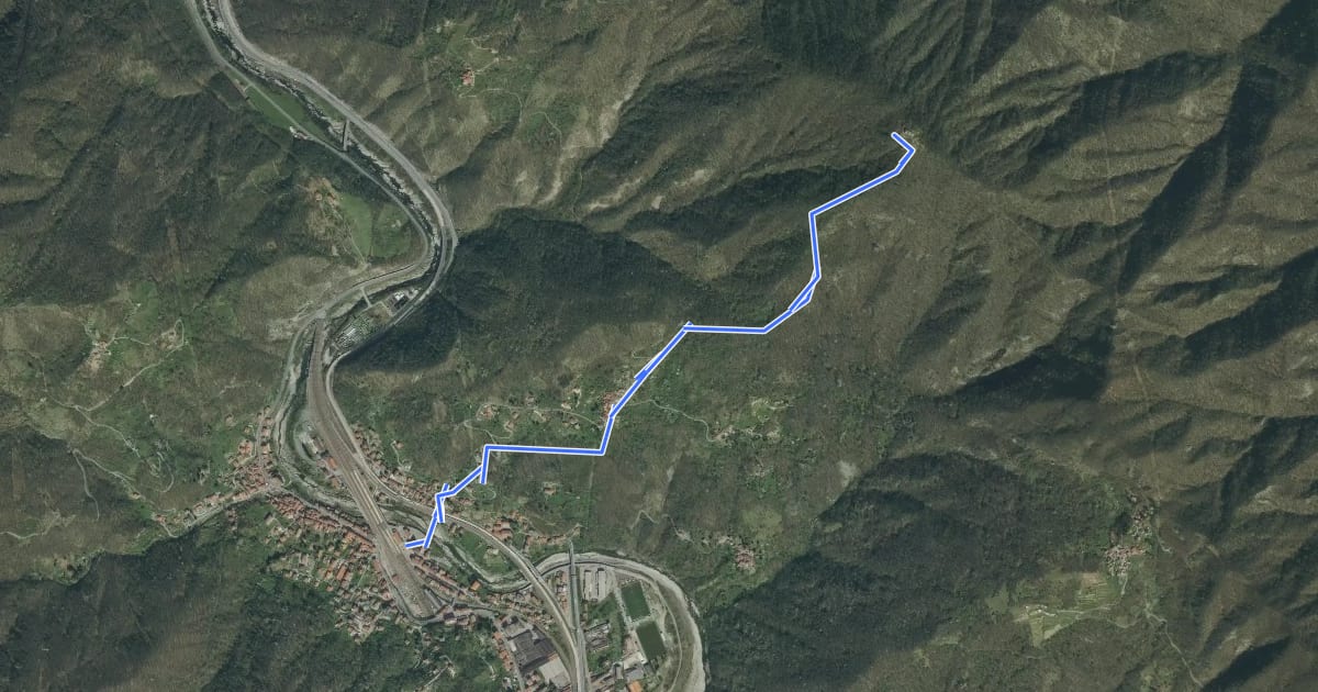 Маршрут Ronco Scrivia - Monte Reale на спутниковом снимке