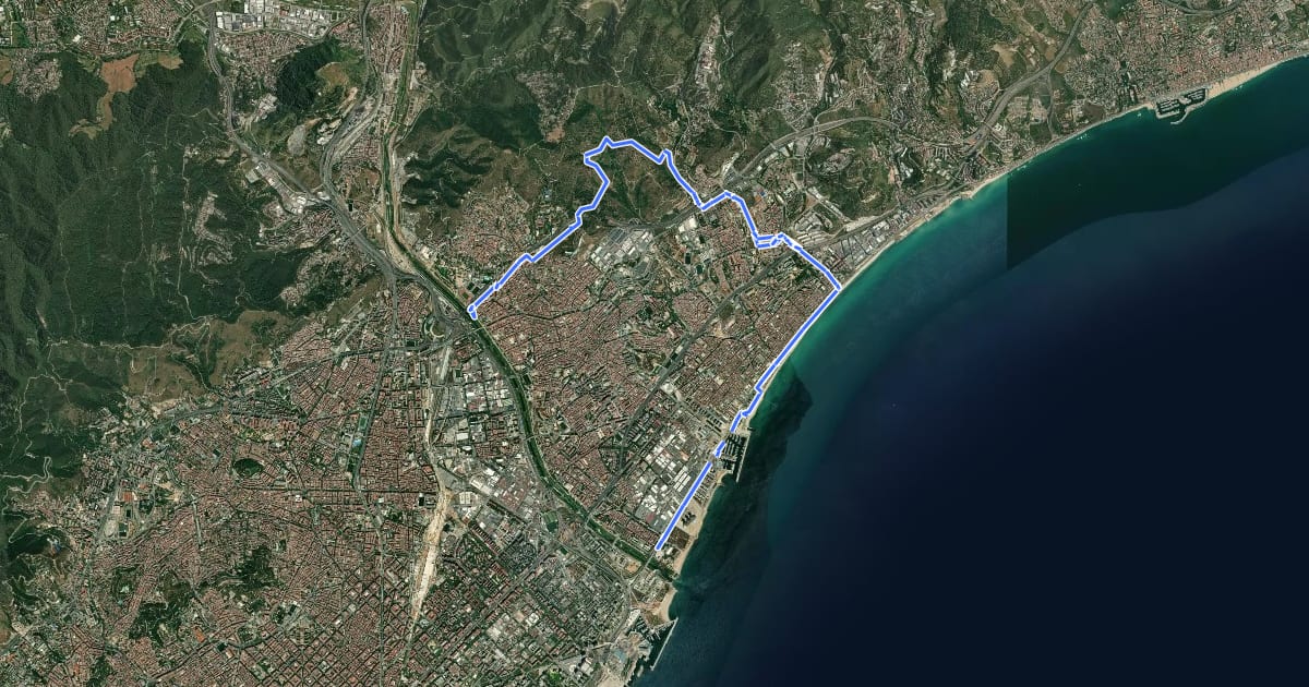 Маршрут Ronda Verda - Sector Badalona на спутниковом снимке