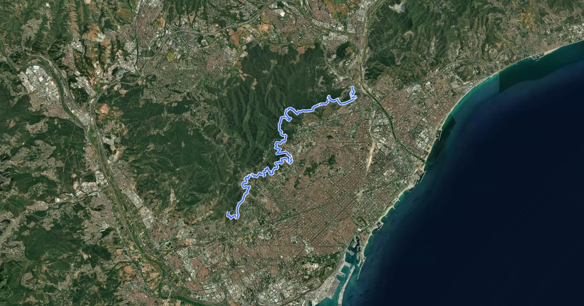 Маршрут Ronda Verda - Sector Collserola-Pg. de les Aigües на спутниковом снимке