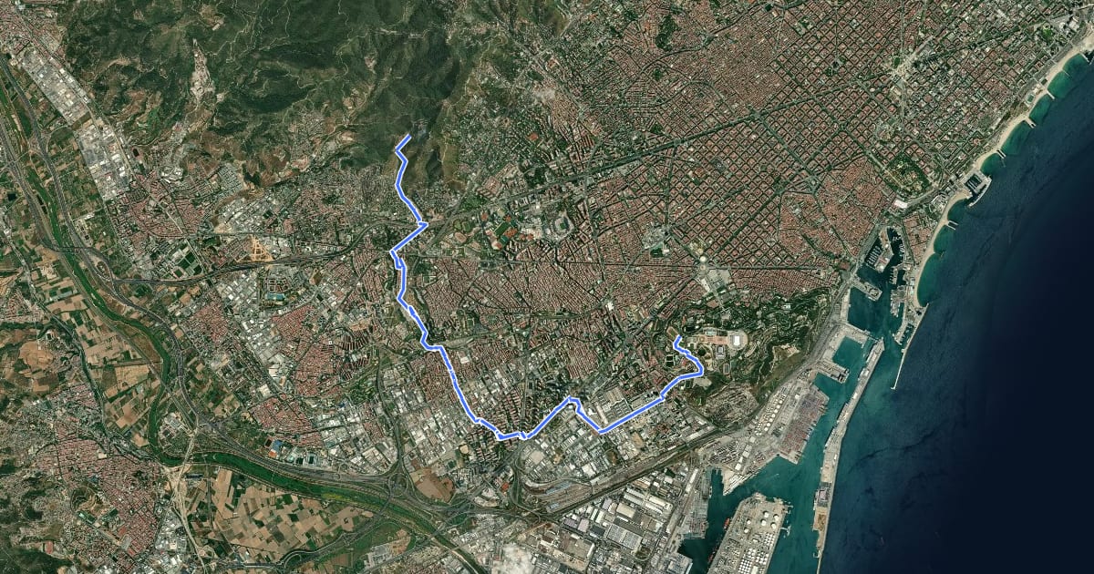 Маршрут Ronda Verda - Sector Llobregat на спутниковом снимке