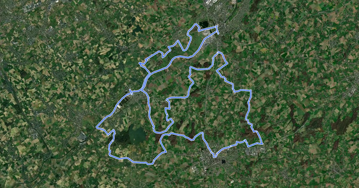 Маршрут Ronde van Vlaanderen blauwe lus на спутниковом снимке
