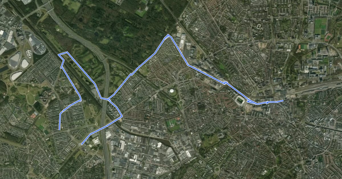 Маршрут Rondje Eindhoven - Aanrijdroute West на спутниковом снимке