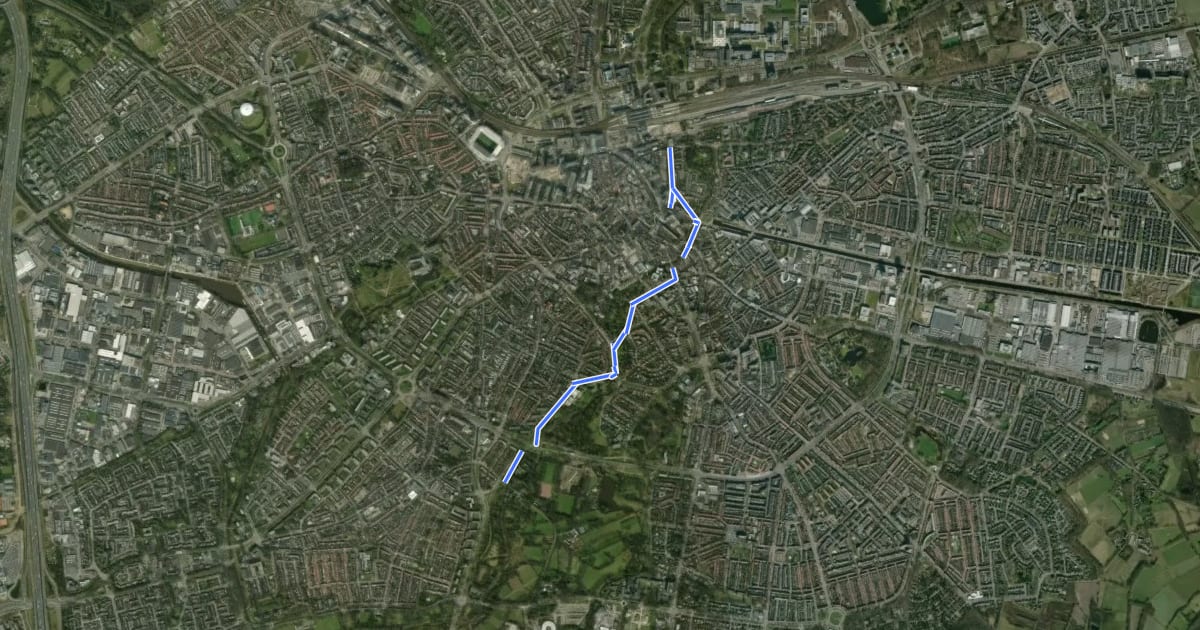 Маршрут Rondje Eindhoven - Aanrijdroute Zuid на спутниковом снимке
