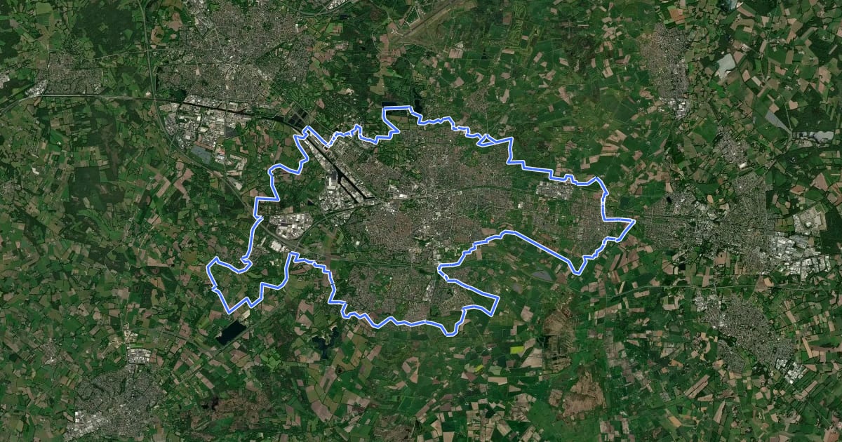 Маршрут Rondje Enschede на спутниковом снимке