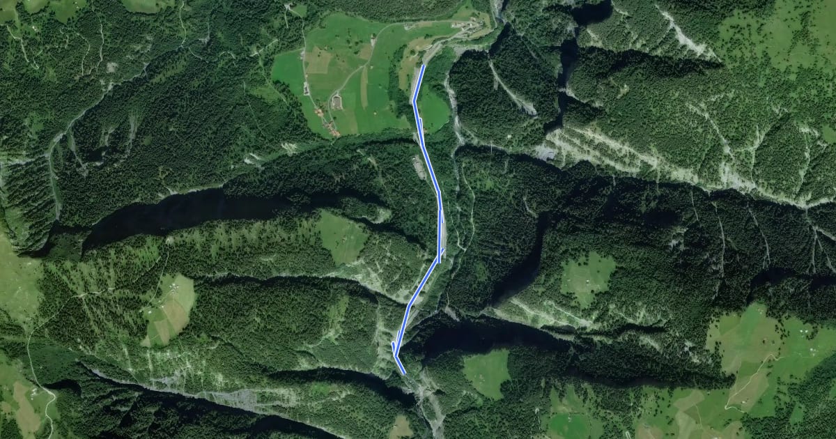 Маршрут Rongellen-Viamala-Schlucht на спутниковом снимке