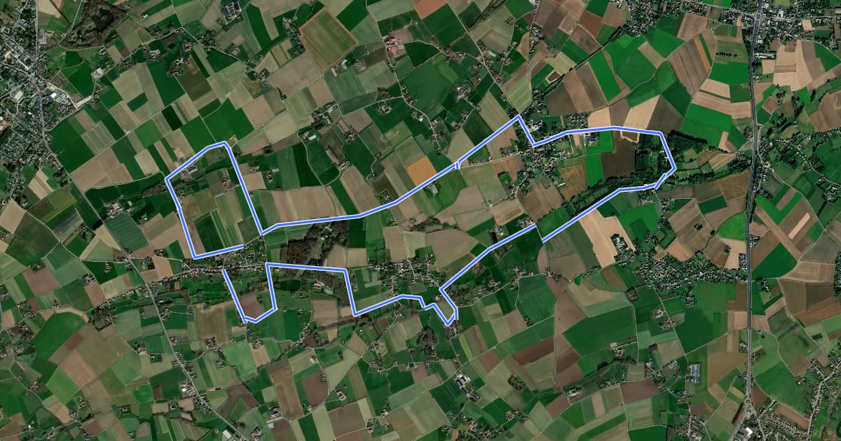 Маршрут Rooigemsebeek Wandelroute на спутниковом снимке