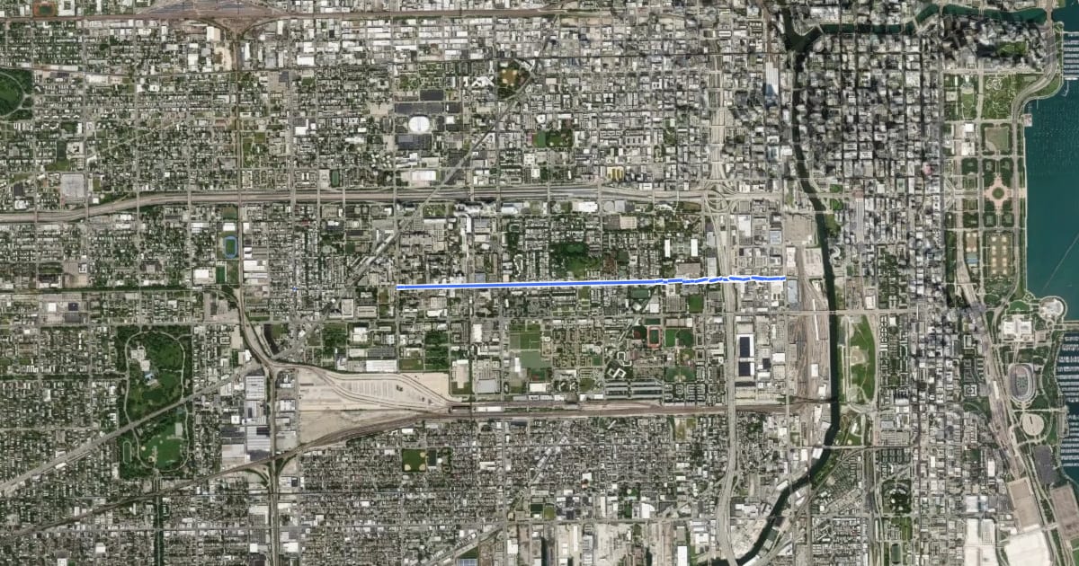 Маршрут Roosevelt Road Alternative на спутниковом снимке