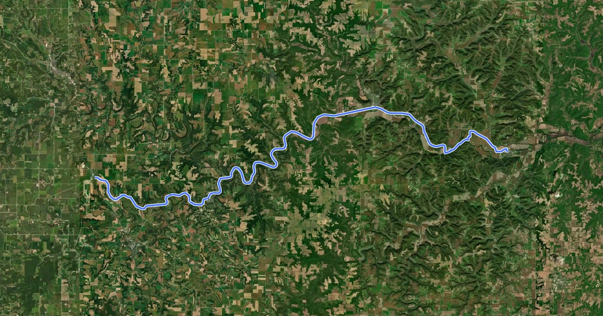 Маршрут Root River State Trail на спутниковом снимке