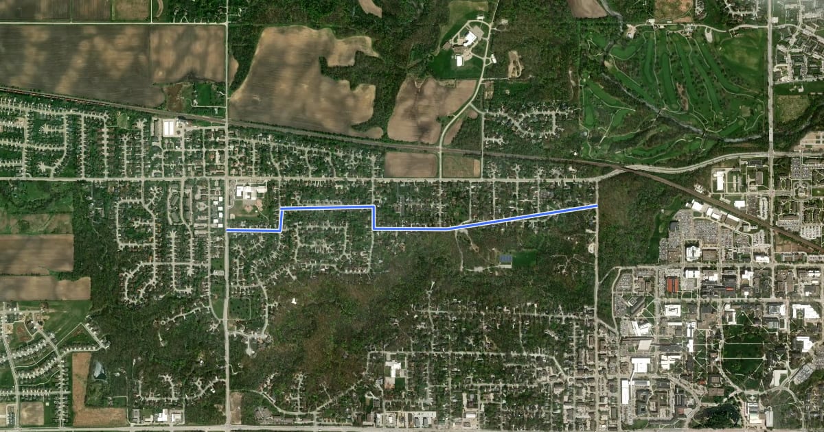 Маршрут Ross Road на спутниковом снимке