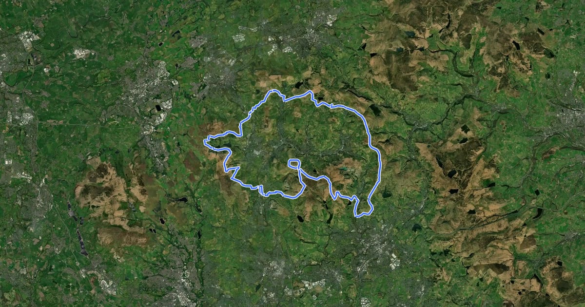 Маршрут Rossendale Way на спутниковом снимке