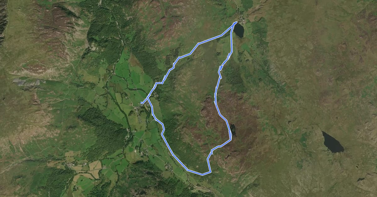 Маршрут Rosthwaite Round, Fells, Tarn and Beck Walk, North Lakes Outdoors на спутниковом снимке