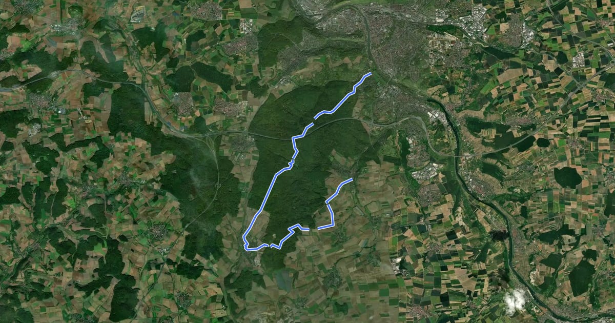 Маршрут Rot: Wü-Steinbachtal - Reichenberg на спутниковом снимке