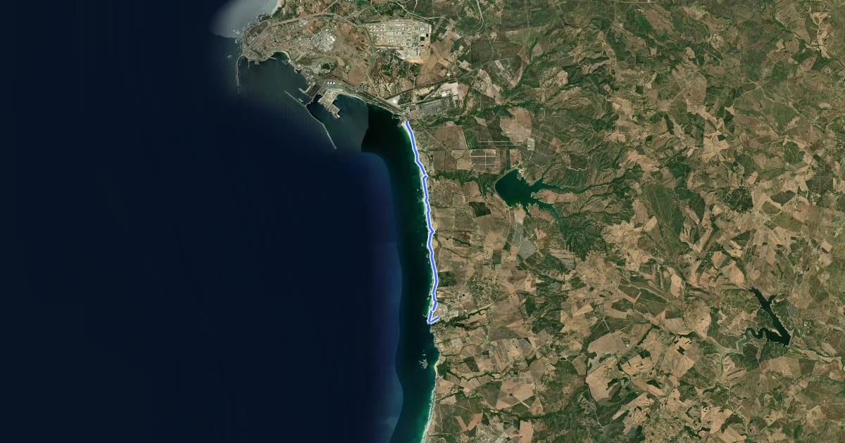 Маршрут Rota Vicentina - Trilho dos Pescadores - 1 на спутниковом снимке