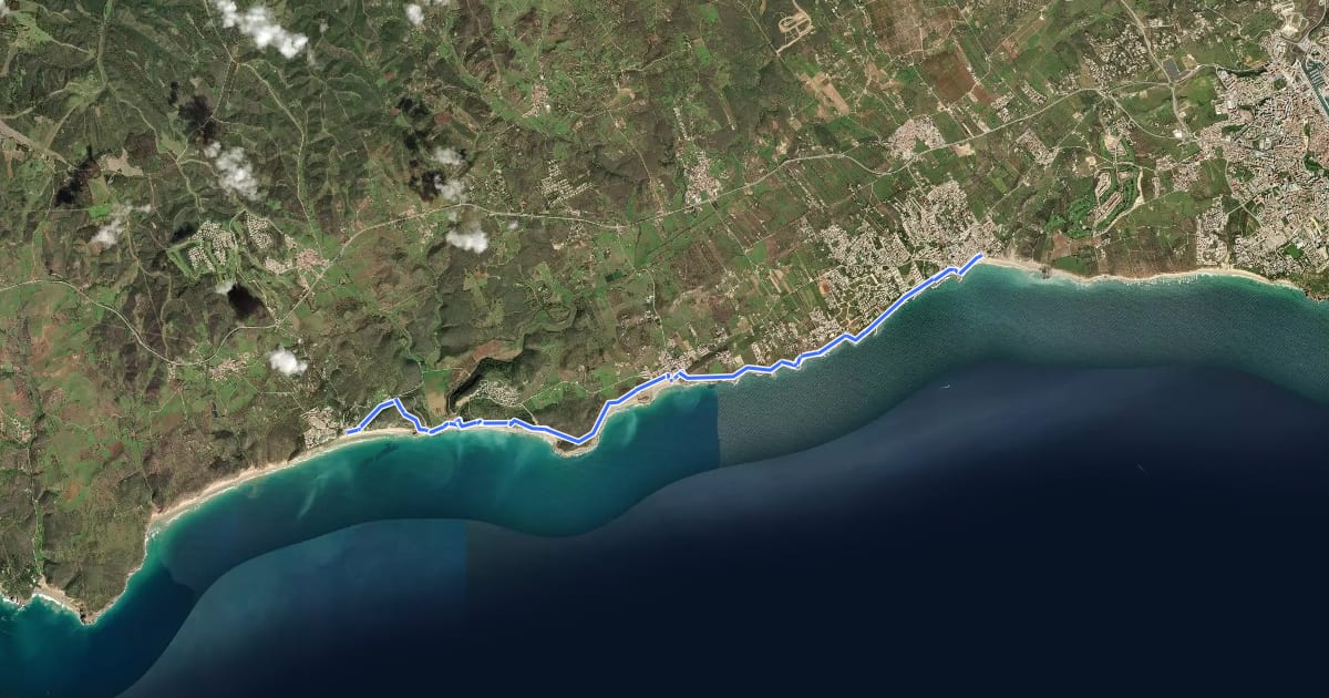 Маршрут Rota Vicentina - Trilho dos Pescadores - 12 на спутниковом снимке