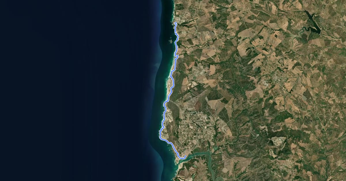 Маршрут Rota Vicentina - Trilho dos Pescadores - 2 на спутниковом снимке
