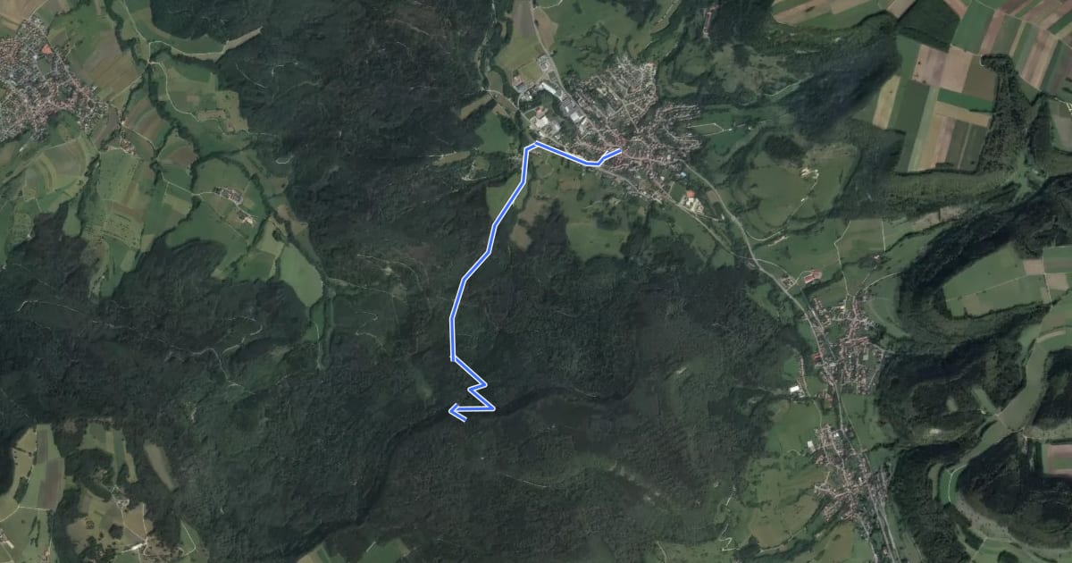 Маршрут rote Gabel - Jungingen - Jägersteigle - HW1 на спутниковом снимке