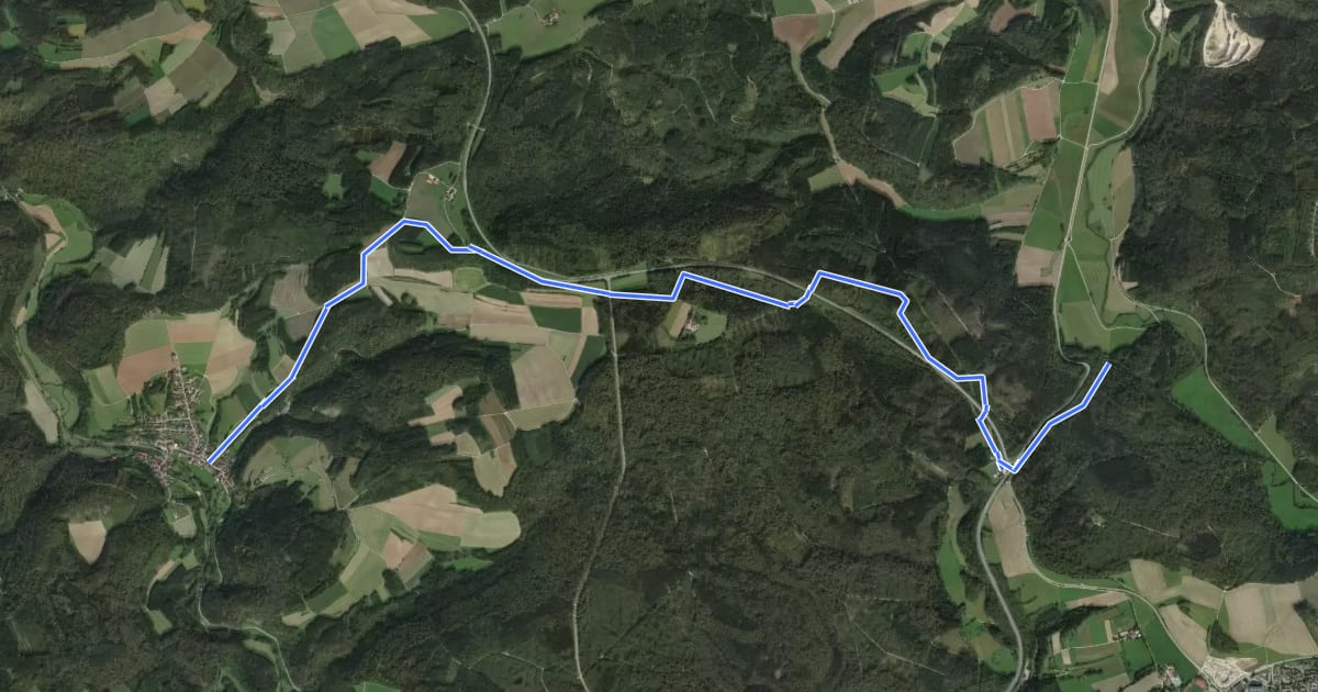 Маршрут rote Gabel Oberschmeien - Nollhof B463/B32 на спутниковом снимке