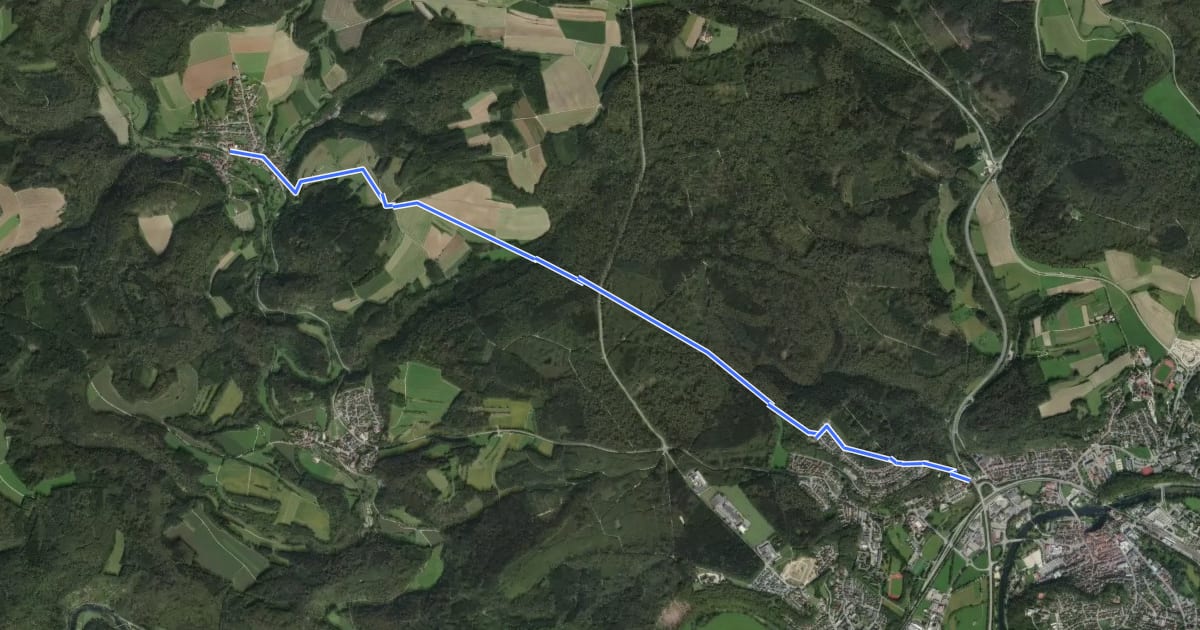 Маршрут rote Gabel Sigmaringen - Oberschmeien на спутниковом снимке