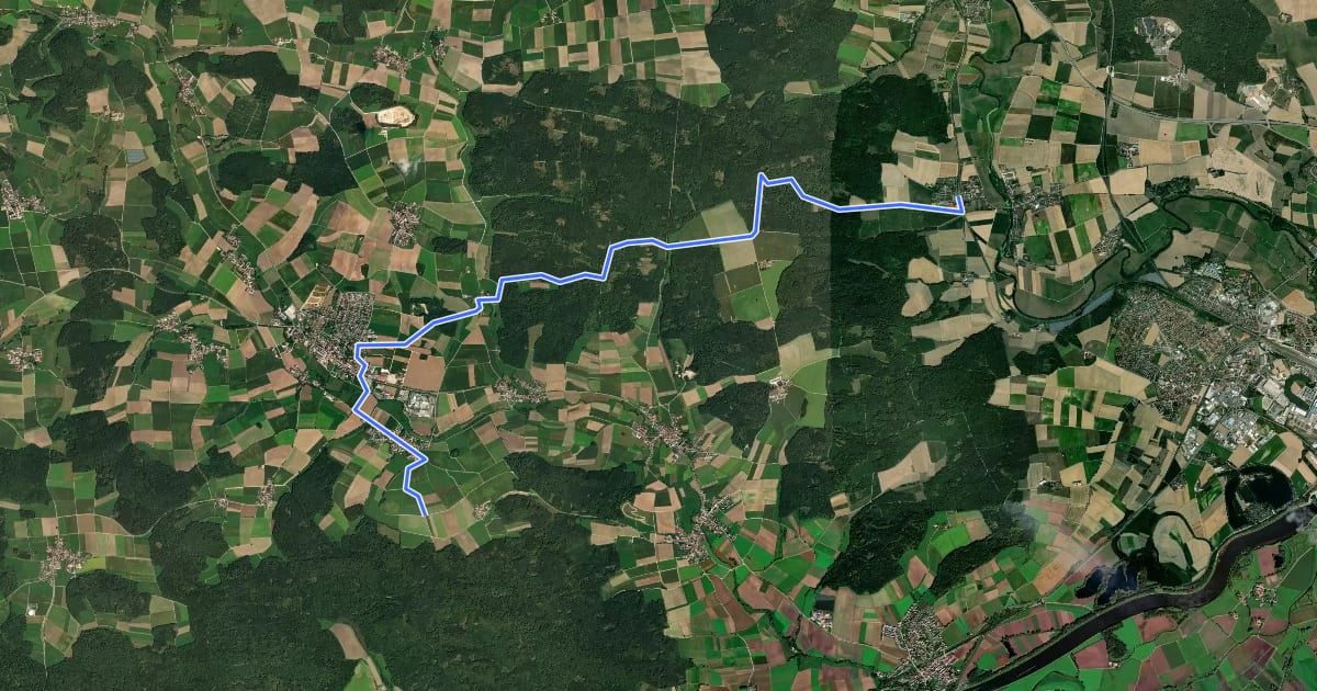 Маршрут rote Gabel Wörnitzstein - Bissingen на спутниковом снимке