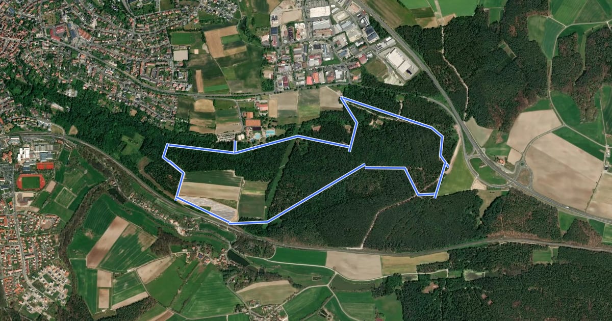 Маршрут Rote Nordic Walking Strecke на спутниковом снимке